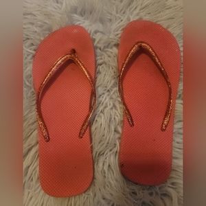 Women's Pink with Pink Glitter straps flip flops